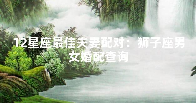 12星座最佳夫妻配对：狮子座男女婚配查询