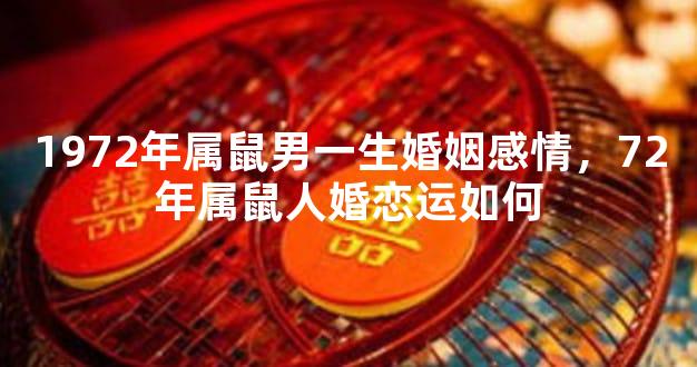 1972年属鼠男一生婚姻感情，72年属鼠人婚恋运如何
