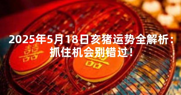 2025年5月18日亥猪运势全解析：抓住机会别错过！