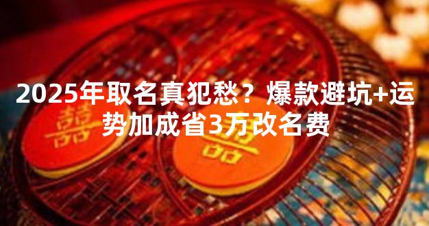2025年取名真犯愁？爆款避坑+运势加成省3万改名费