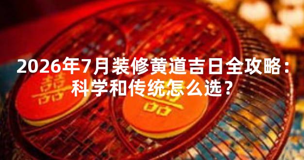 2026年7月装修黄道吉日全攻略：科学和传统怎么选？