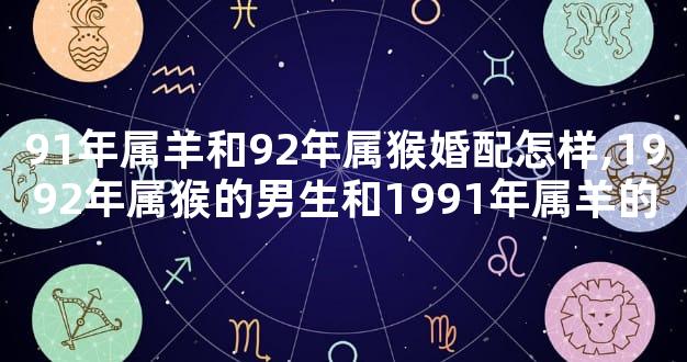 91年属羊和92年属猴婚配怎样,1992年属猴的男生和1991年属羊的