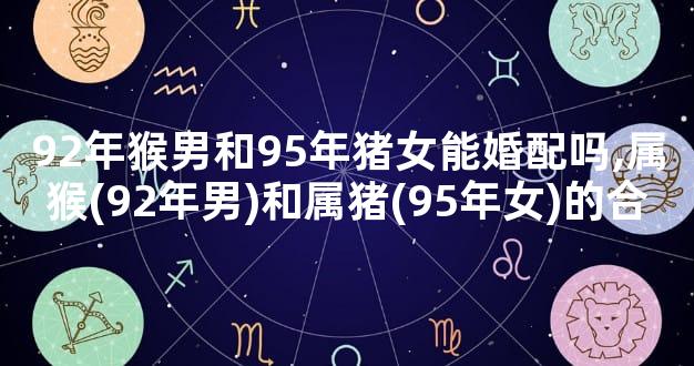 92年猴男和95年猪女能婚配吗,属猴(92年男)和属猪(95年女)的合