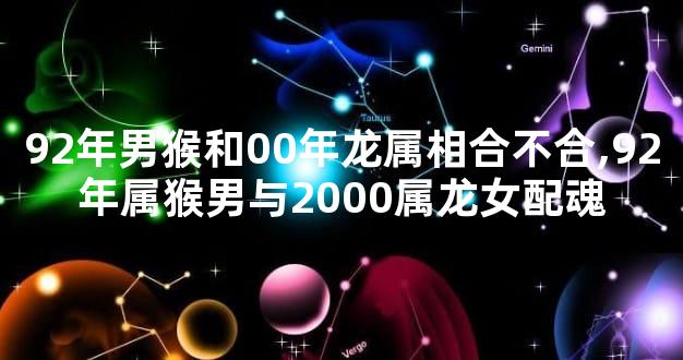 92年男猴和00年龙属相合不合,92年属猴男与2000属龙女配魂