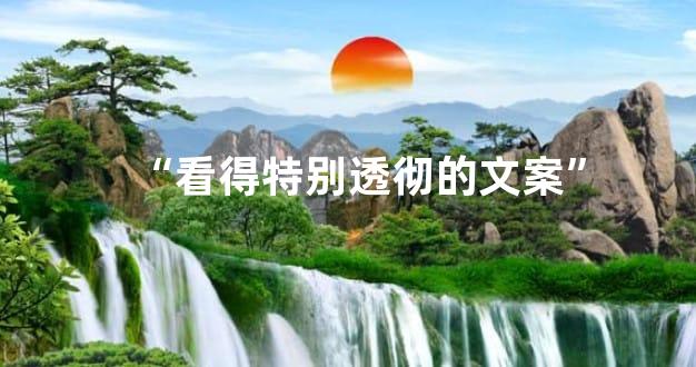 “看得特别透彻的文案”