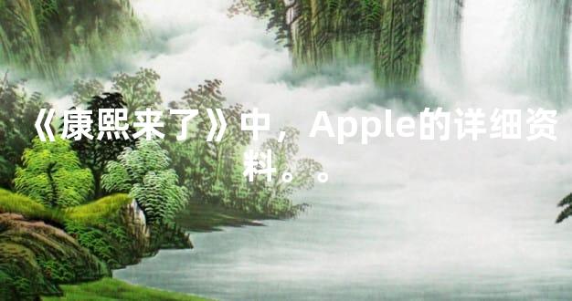 《康熙来了》中，Apple的详细资料。。