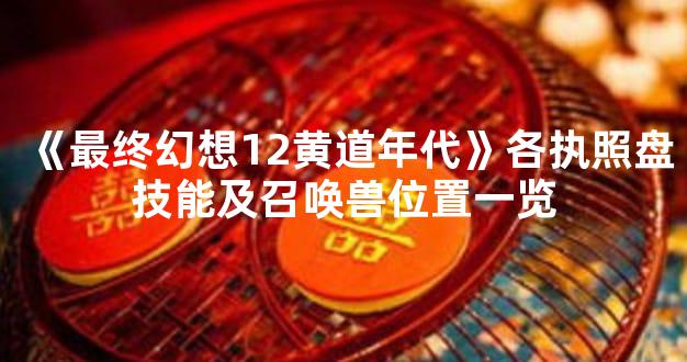 《最终幻想12黄道年代》各执照盘技能及召唤兽位置一览