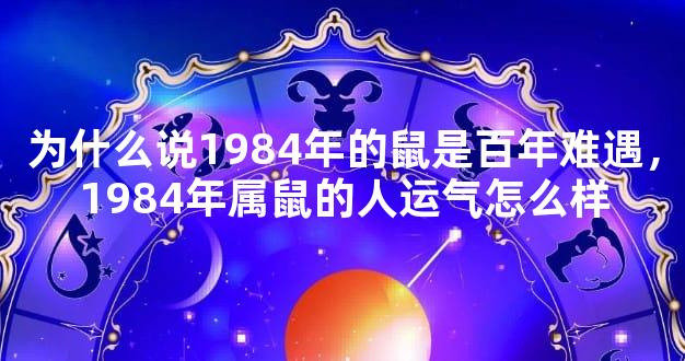 为什么说1984年的鼠是百年难遇，1984年属鼠的人运气怎么样