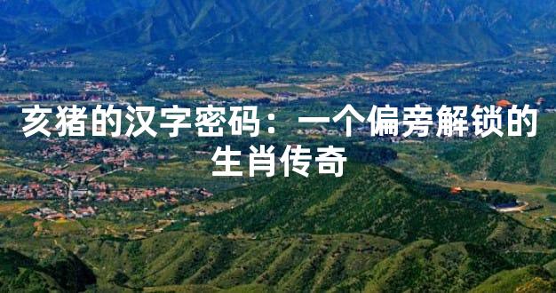 亥猪的汉字密码：一个偏旁解锁的生肖传奇