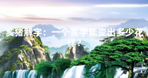 亥猪解字：一个亥字能变出多少花样？