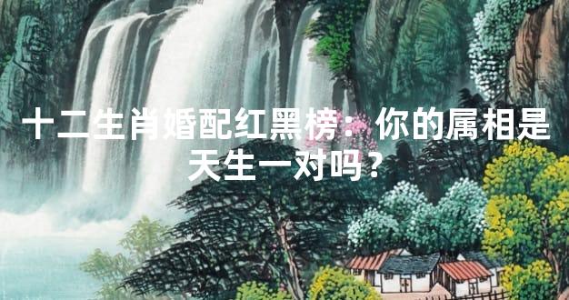 十二生肖婚配红黑榜：你的属相是天生一对吗？