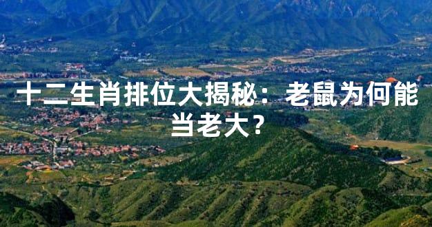十二生肖排位大揭秘：老鼠为何能当老大？