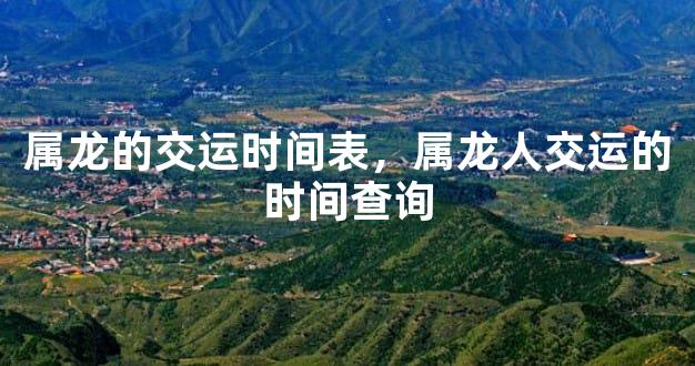 属龙的交运时间表，属龙人交运的时间查询