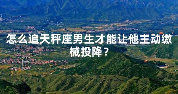 怎么追天秤座男生才能让他主动缴械投降？