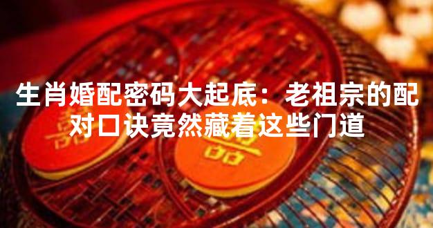生肖婚配密码大起底：老祖宗的配对口诀竟然藏着这些门道