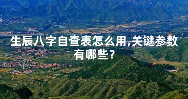 生辰八字自查表怎么用,关键参数有哪些？