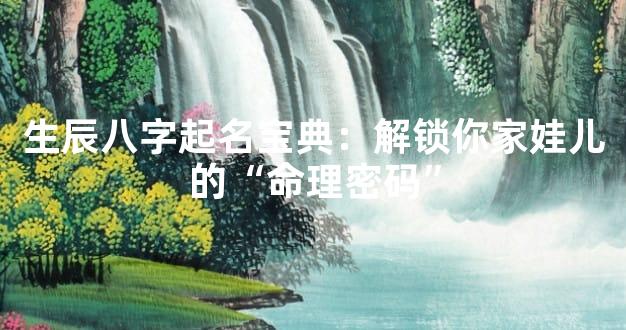 生辰八字起名宝典：解锁你家娃儿的“命理密码”
