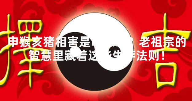 申猴亥猪相害是啥意思？老祖宗的智慧里藏着这些生存法则！