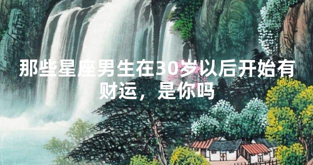 那些星座男生在30岁以后开始有财运，是你吗